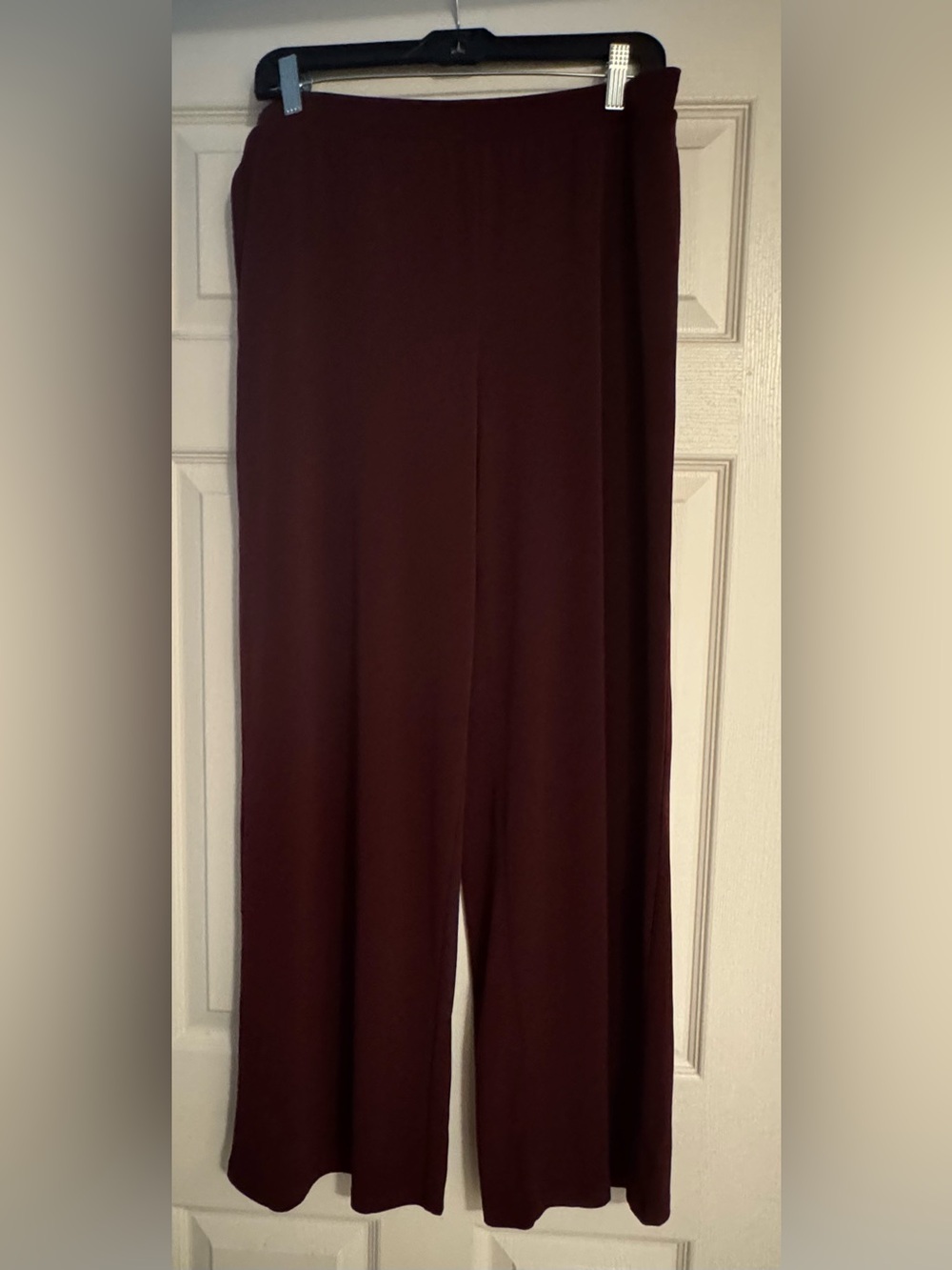 Susan Graver Wide-Leg “Liquid Knit” Pants in Burgundy